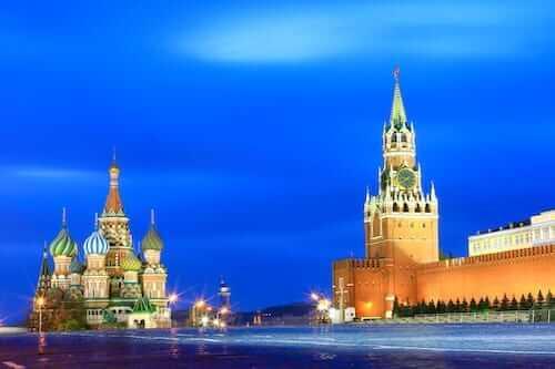 Red Square at blue and ethereal dawn, Moscow, Russia