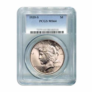 1935-S $1 Peace Silver Dollar - PCGS MS64
