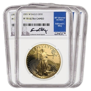 2001 Ed Moy Signature Series Gold American Eagle Set PF70