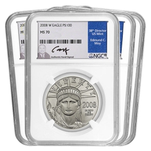 2008 Platinum American Eagle Burnished MS70 4-Coin Set 