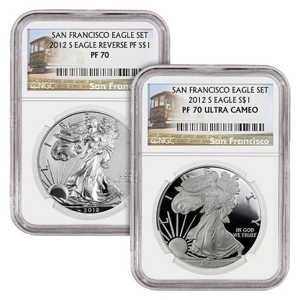 2012 75th Anniversary Silver American Eagle 2-Coin San Francisco Set