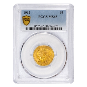 1913 $5 Indian Gold Half Eagle PCGS MS65