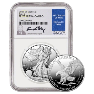 2021 Silver American Eagle Type 2 Proof 70 Coin