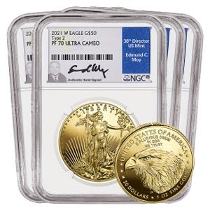 2021 Gold American Eagle Type 2 Proof 70 Set