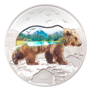 2021 2 oz Silver Into the Wild Bear Proof Coin