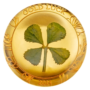  2024 1 Gram Gold Four Leaf Clover Proof Coin