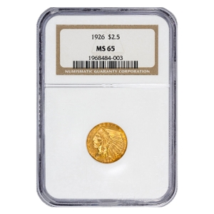 1926 $2.50 Indian Gold Quarter Eagle NGC MS65