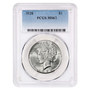 1928 $1 Peace Silver Dollar - PCGS MS63