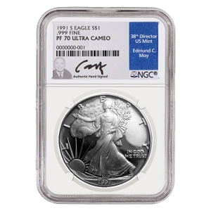 1991 $1 Silver American Eagle PF70