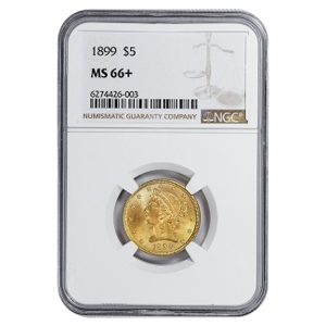 1899 $5 Liberty Gold Half Eagle NGC MS66+