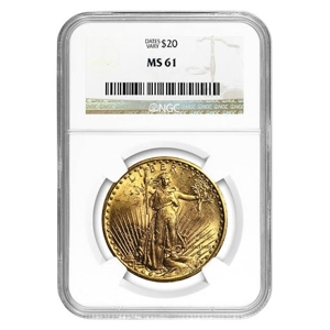 $20 Saint-Gaudens Gold Double Eagle MS-61 Coin (Random Year)
