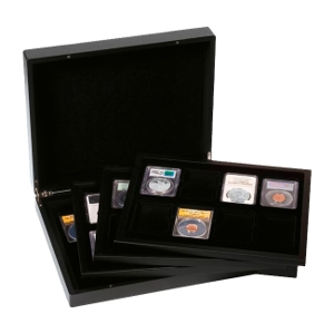 Matte Black Wood 32 Slab Display Box (4 trays holds 8 slabs each)