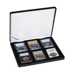 Black Leatherette Coin Box for 6 Certified Coin Slabs