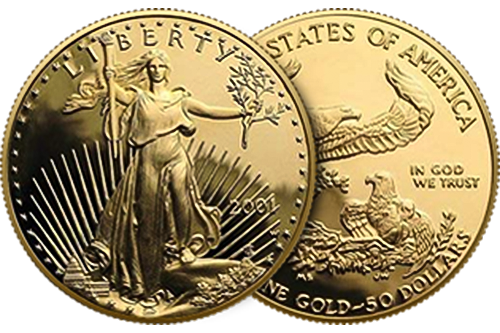 Obverse and Reverse of the 2001 Gold American Eagle Proof 70 Coin
